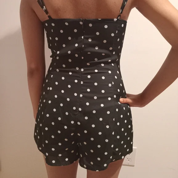 Honey Belle Black and White Polka Dot Romper - Picture 3 of 6